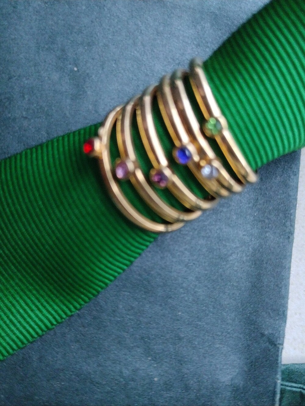 Gold Filled Stackable Rings with Multicolor Stones - Picture 3 of 4